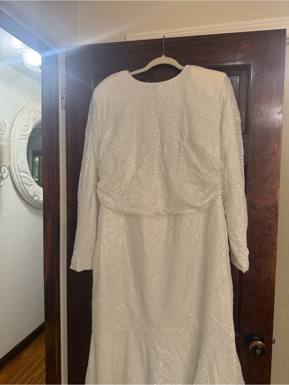 Eloquii White Long-Sleeve Sequined Gown